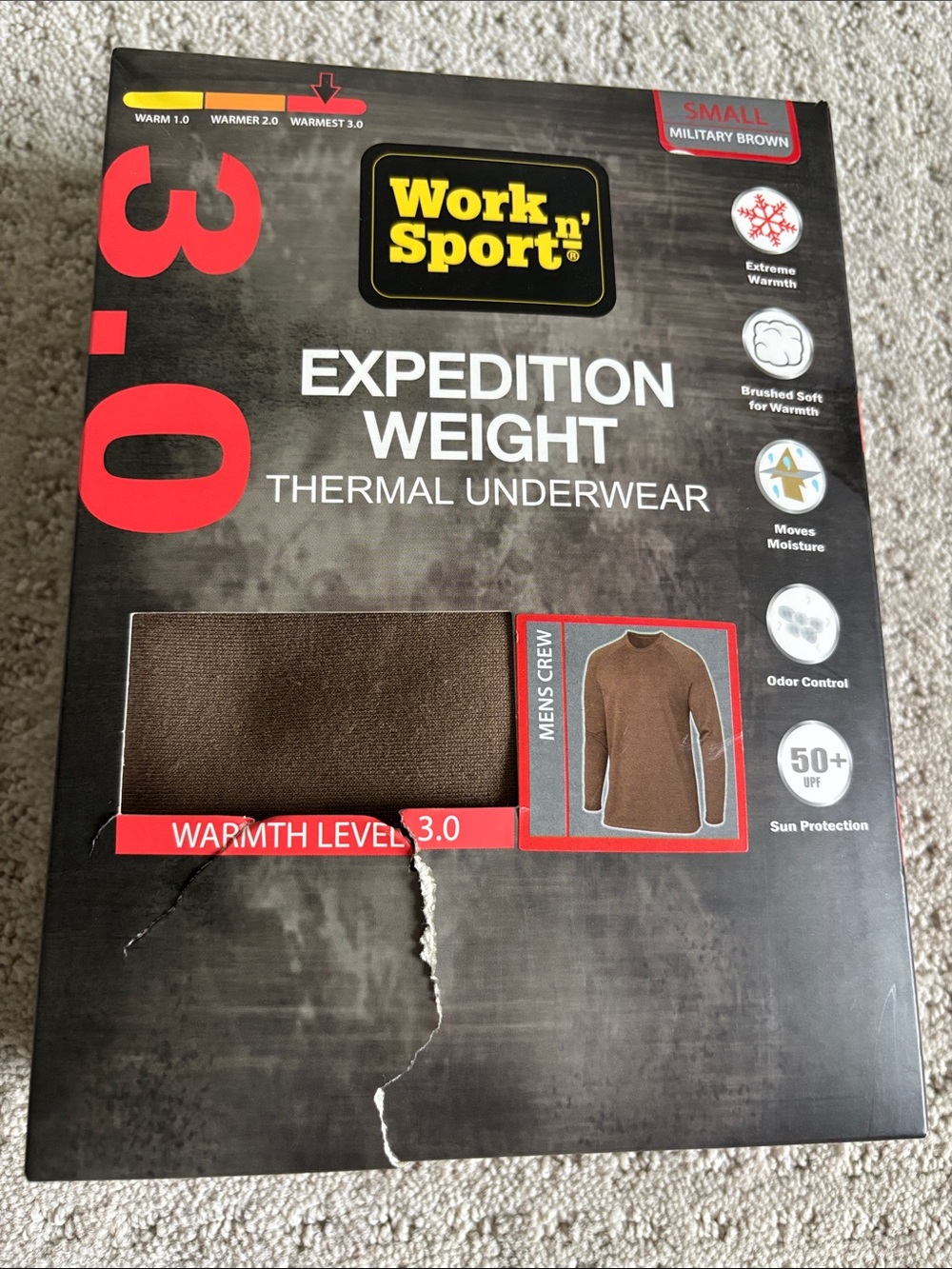 Work n’ Sport Expedition Weight Thermal Underwear Military Brown Men’s Size S